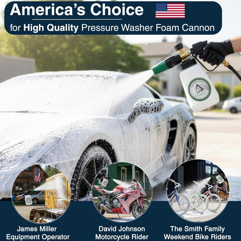 DBR Tech Foam Cannon for Pressure Washer, 1.1mm Orifice, 1000-4000 PSI, 1/4 Inch Quick Connector, Wide Neck and Adjustable Spray, Heavy Duty Car Snow Foam Blaster for Superior Foaming & Deep Clean, Green - Image 3